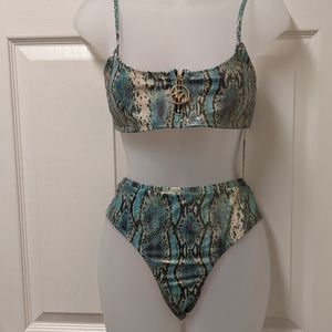 Metallic two-piece swimsuit snake